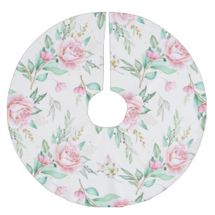 Klassi-Blommönster Julgransmatta Borstad Polyester