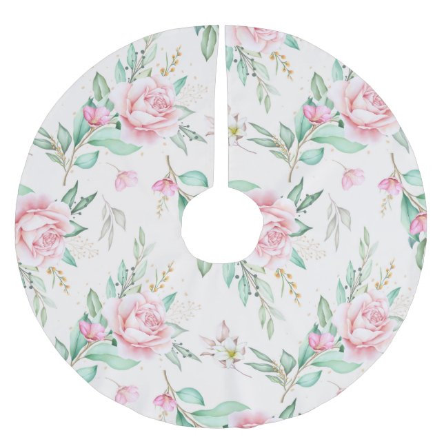 Klassi-Blommönster Julgransmatta Borstad Polyester (Framsidan)