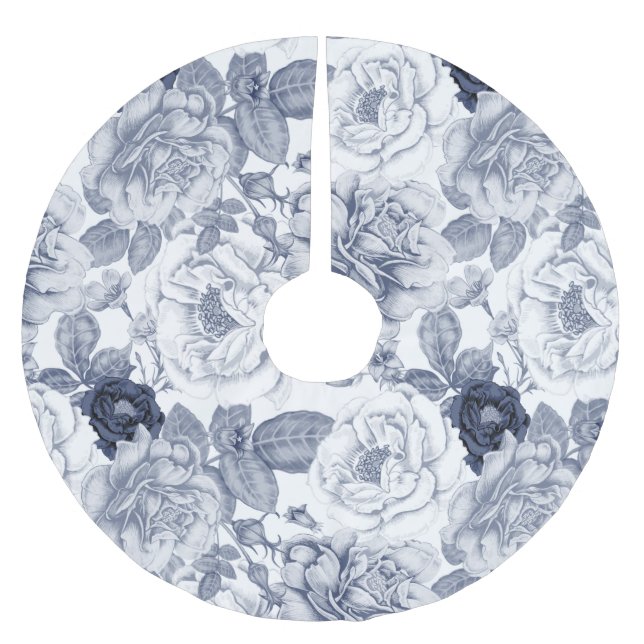 Klassi-Blommönster Julgransmatta Borstad Polyester (Framsidan)