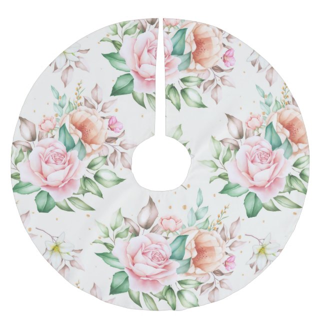Klassi-Blommönster Julgransmatta Borstad Polyester (Framsidan)