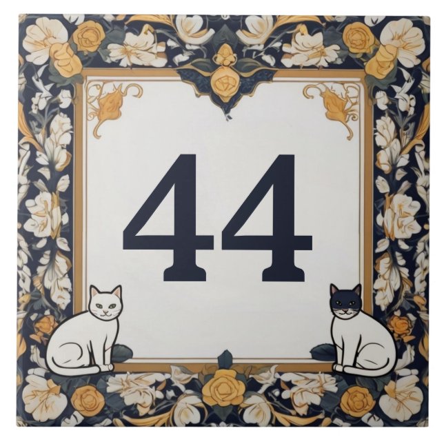 Klassi Cat Anpassningsbar House Number Plate Sign  Kakelplatta (Framsidan)