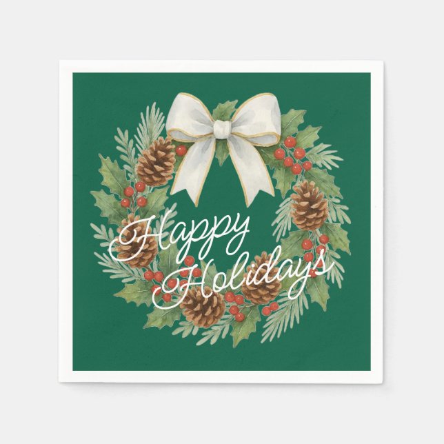 Klassi decemberutandning med vit Helgdag Pappersservett (Framsidan)