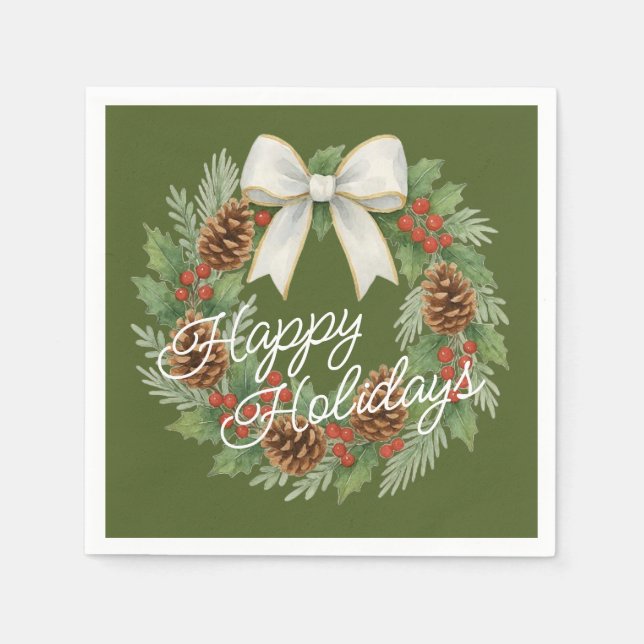 Klassi decemberutandning med vit Helgdag Pappersservett (Framsidan)