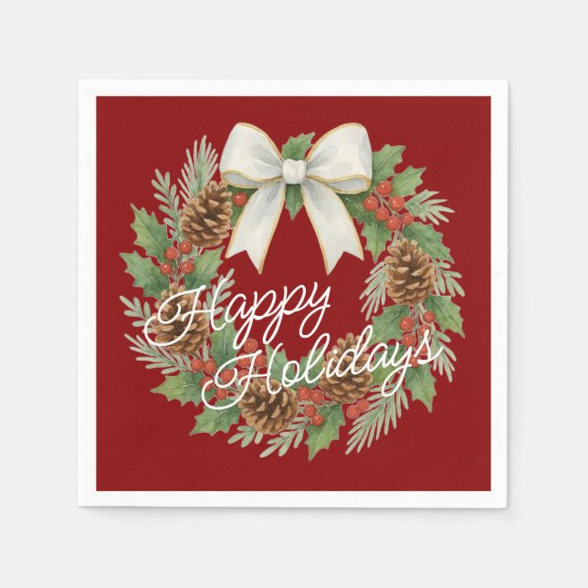 Klassi decemberutandning med vit Helgdag Pappersservett (Framsidan)