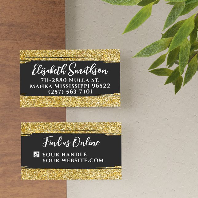 Klassi & Elegant Guld Glitter Modern Anpassningsba Visitkort (Skapare uppladdad)