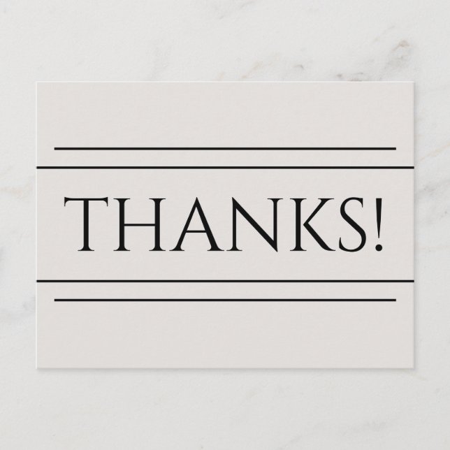 Klassi, Elegant "THANKS!" Vykort (Framsida)