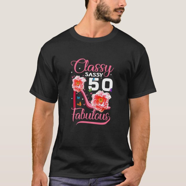 Klassi för kvinnor 50 Fabulous 50th Birthday Part T Shirt (Framsida)