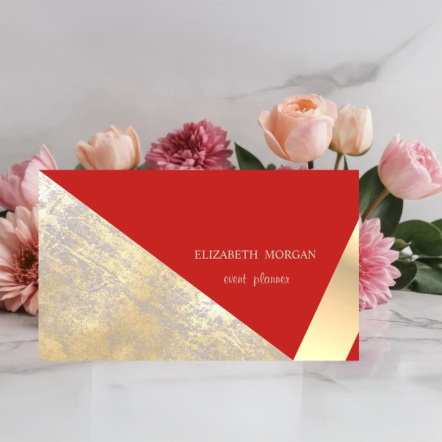 Klassi Modern geometri,Abstrakt Faux Guld,Red Visitkort (Skapare uppladdad)