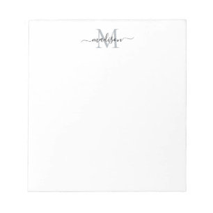 Klassi Modern Girly Script Monogram Black Grått Anteckningsblock