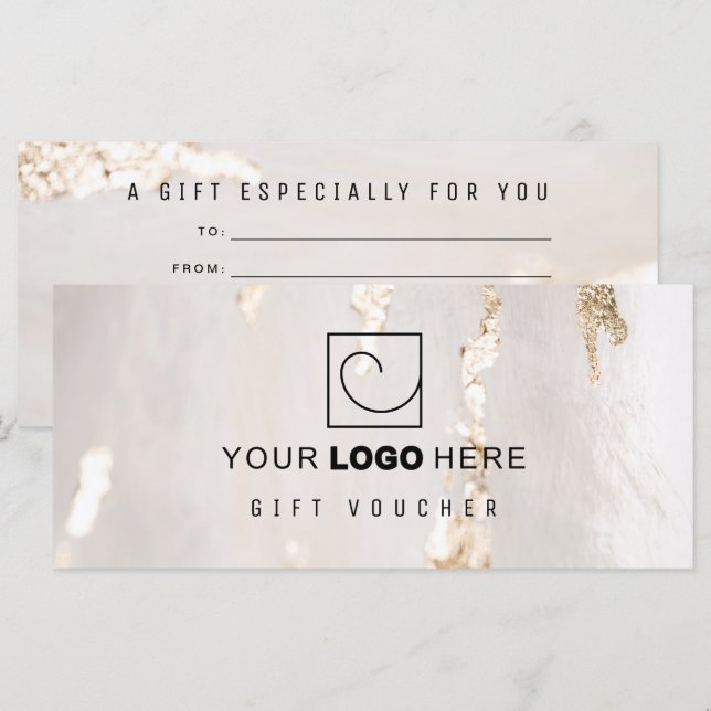 Klassi Modern Gold Foil Gift Voucher/Certificate (Fram/baksida)