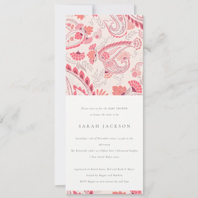 Klassi Modern  Paisley Typography Baby Shower Inbjudningar (Framsida)