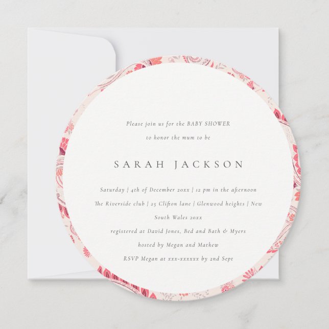 Klassi Modern  Paisley Typography Baby Shower Inbjudningar (Framsida)