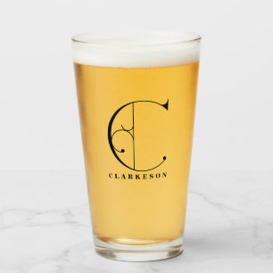 Klassi Monogram första C med glas med efternamn