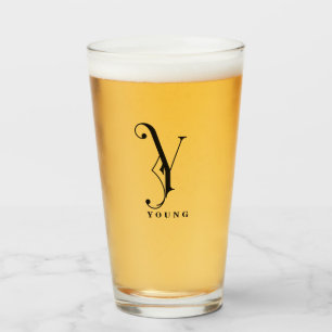 Klassi Monogram Första Y med Glass med efternamn Glaskopp