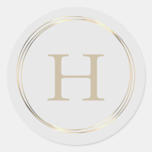 Klassi Monogram Guld Circles Classic Round Sticker Runt Klistermärke