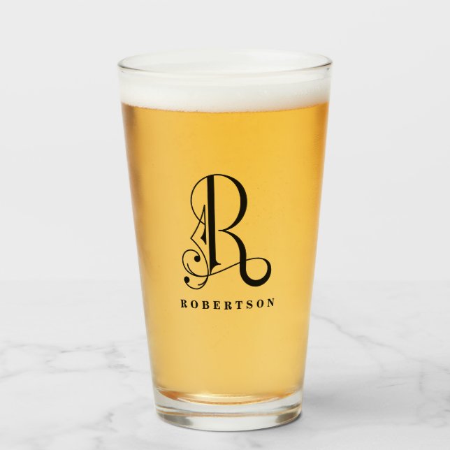 Klassi Monogram Initia rR med glas med efternamn (Framsida fylld)