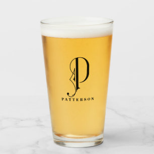 Klassi Monogram Initial P med glas med efternamn