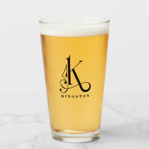 Klassi Monogram Inledande K med glas med efternamn