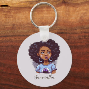Klassi och Elegant Afro Woman Nyckelring