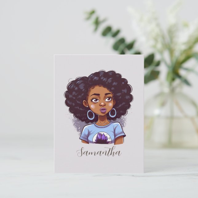 Klassi och Elegant Afro Woman Vykort (Stående Fram)