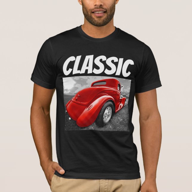 KLASSIC CAR RED HOTROD BIRTHDAY T-SHIRTS (Framsida)