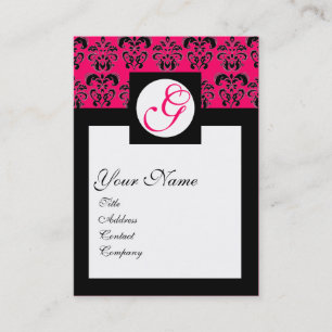 KLASSIC DAMASK SQUARE MONOGRAM, rosa fuchsia Visitkort