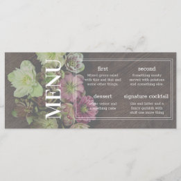 KLASSIC Garden Hellebore Wood and White Menu Card Meny