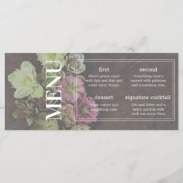 KLASSIC Garden Hellebore Wood and White Menu Card Meny