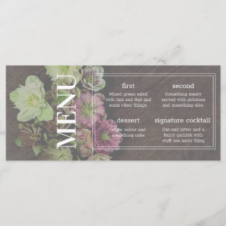 KLASSIC Garden Hellebore Wood and White Menu Card Meny