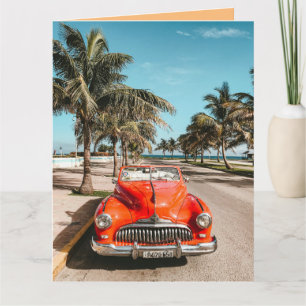 KLASSIC RED CAR BIRTHDAY Greeting Card Kort