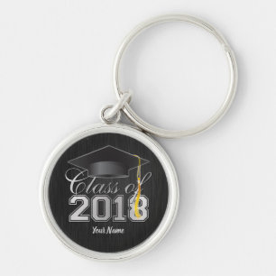 Klassificera av studentennyckelringen 2018 (blk & rund silverfärgad nyckelring