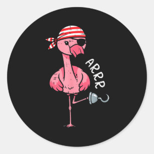 Klassificera Flamingo Arrr Halloween Kostym Kvinno Runt Klistermärke