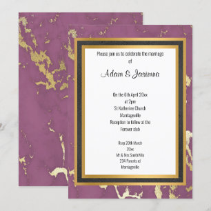 KLASSIFICERAD REGAL LILA GULD MARBLE LAGRAR BRÖLLO INBJUDNINGAR