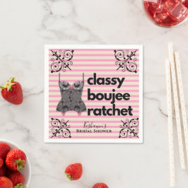 Klassig Boujee Ratchet | Rosa och Svart Underkläde Pappersservett