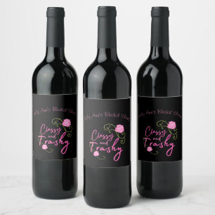 Klassig och taskig rosa ros personlig vinflaska etikett