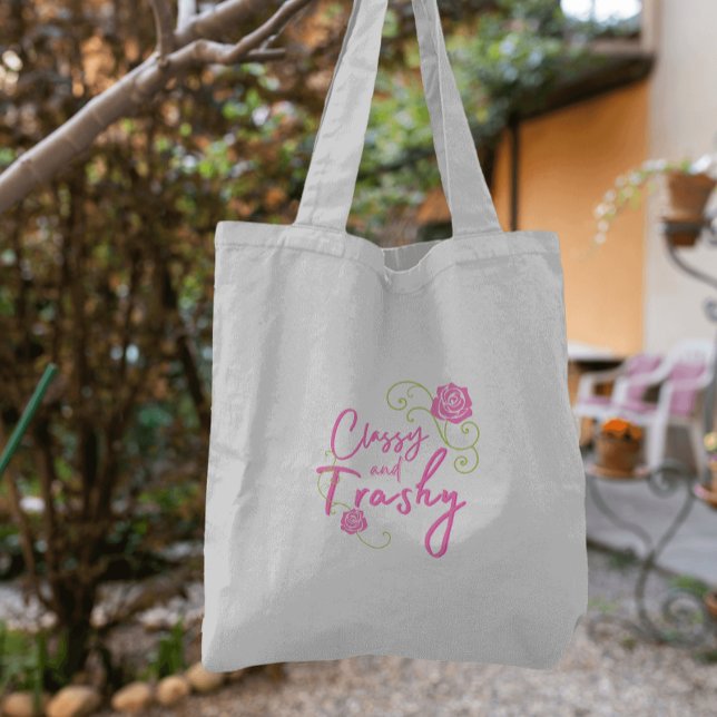 Klassig och taskig rosa ros   tygkasse (Fun bridesmaid gifts!)