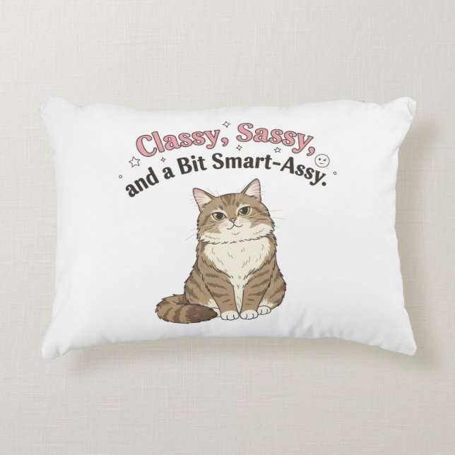 Klassig, Sassy & Smart-Assy Kattdesign Prydnadskudde (Framsidan)