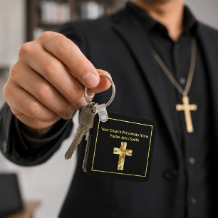 Klassiga svarta kors-företag för kyrkopastor nyckelring