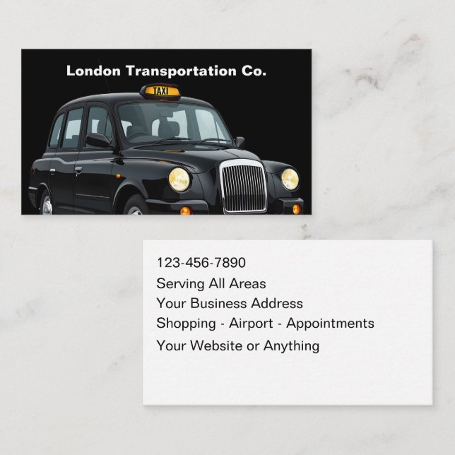 Klassiga taxitransporttjänster visitkort (Fram/baksida)