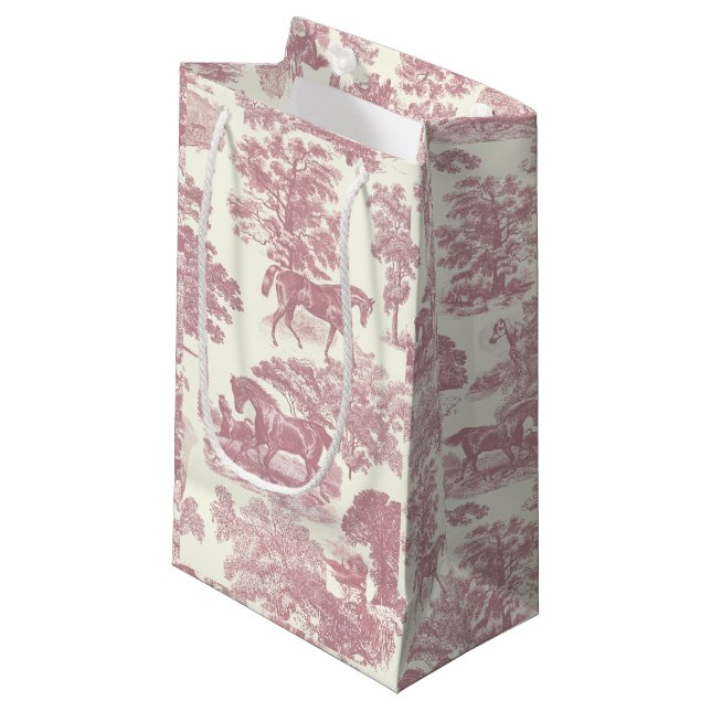 Klassigt Elegant Chic Rosa Hästar Landsbygd Toile (Framsidan Vinklad)