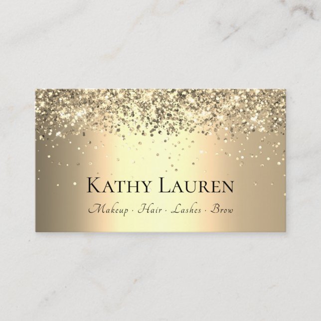 Klassigt Lyxigt Ljust Guld Glitter Anpassningsbart Visitkort (Framsida)