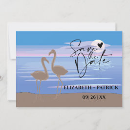 Klassigt minimalistiskt, solnedgång, flamingos spara datumet