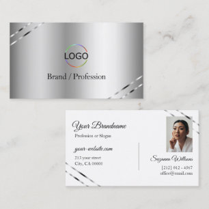 Klassigt silver med logotyp och foto med glänsande visitkort