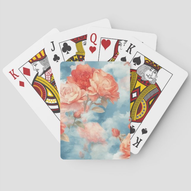 Klassiker - Änglalika rosa och röda rosor i mjuk m Casinokort (Baksidan)
