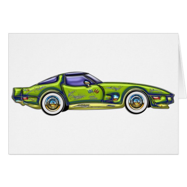 Klassiker beställnings- T-Bästa Corvette Hälsningskort (Framsidan Horizontal)