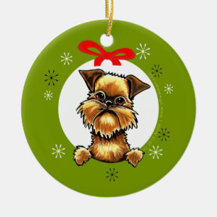 Klassiker för jul för Bryssel Griffon buselag Julgransprydnad Keramik