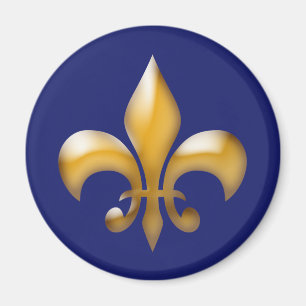 Klassiker marinblåa Guld Fleur de Lis Magnet