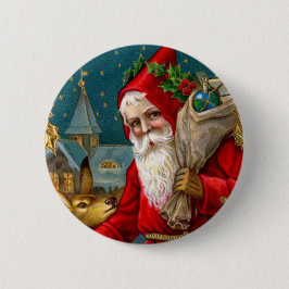 Klassiker Santa och hjortjul Knapp