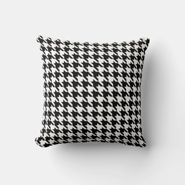 Klassiker svartvita Houndstooth Kudde (Framsida)