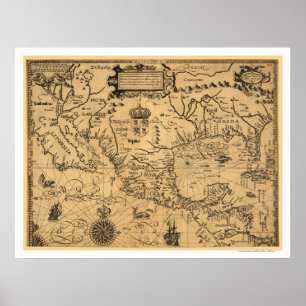 KlassikerAmerika karta 1600 Poster